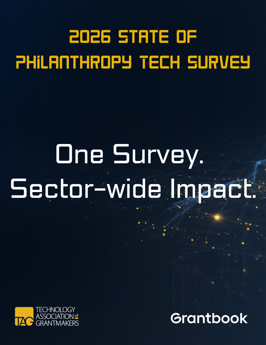 2026 SOPT Announcement (Vertical) TAG 2026 State of Philanthropy Tech Survey, supported by Grantbook.
